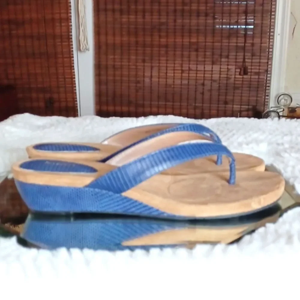 Style & Company Womans Blue & Tan Suede‎ Wedges 11M